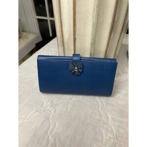 New Furla Long Snap Wallet – Blue Leather w/ Multicolor Interior, Tag Attached